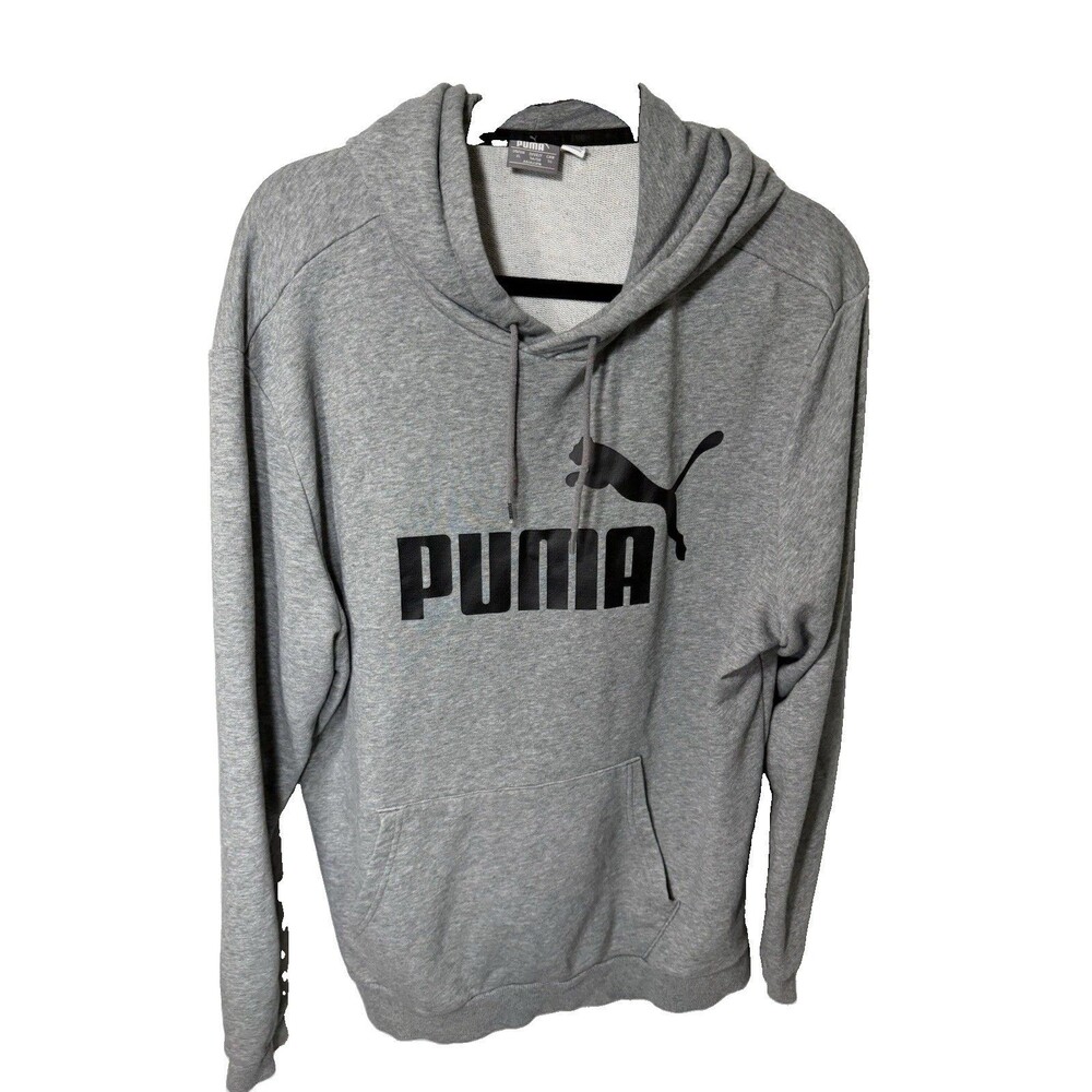 Puma Men Size XL Grey Black Graphic Pullover Hoodie